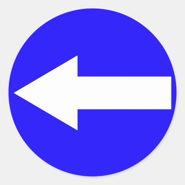 Autocollant rond avec flèche vers la gauche (Devant)