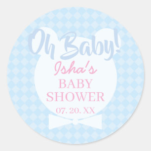 Autocollant rond Baby Shower Oh bébé