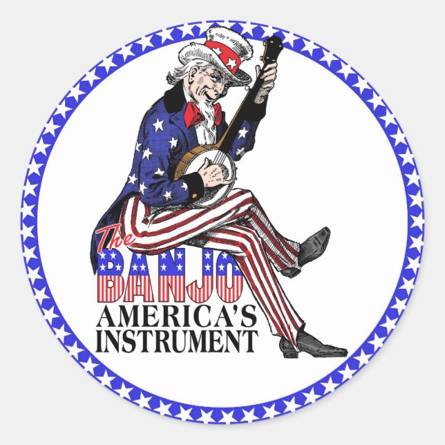 Autocollant rond Banjo américain (Devant)