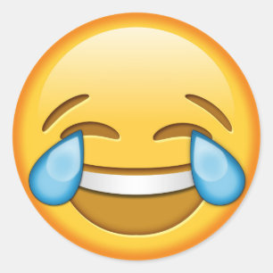 Autocollant rond brillant d'emoji drôle