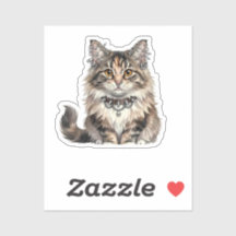 Autocollant rond chat Punk Maine Coon