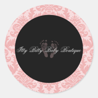 Autocollant rond Chic Damask Mackenzie personnalis