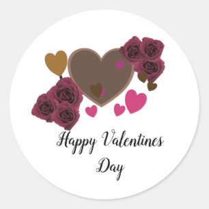 Autocollant rond Chocolat et Roses de la Saint-Val