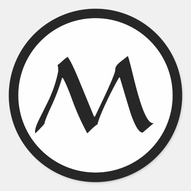 AUTOCOLLANT ROND CLASSIQUE À INITIALE PERSONNALISÉ (Devant)