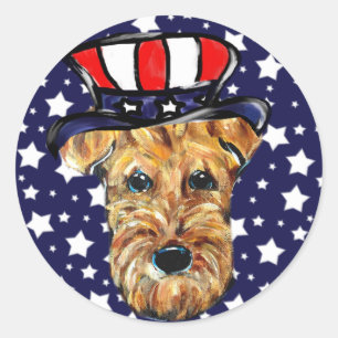Autocollant rond classique AIREDALE du 4 JUILLET