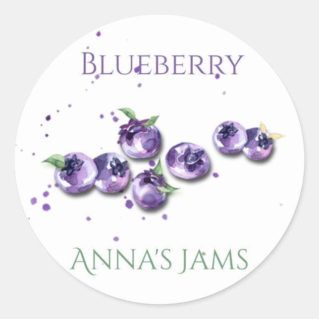 Autocollant rond classique Blueberry (Devant)