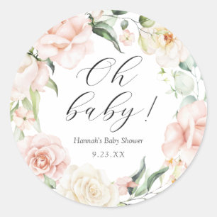 Autocollant rond classique Blush et Greenery Oh Ba