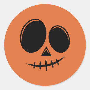 Autocollant rond classique Citrouille d'Halloween 