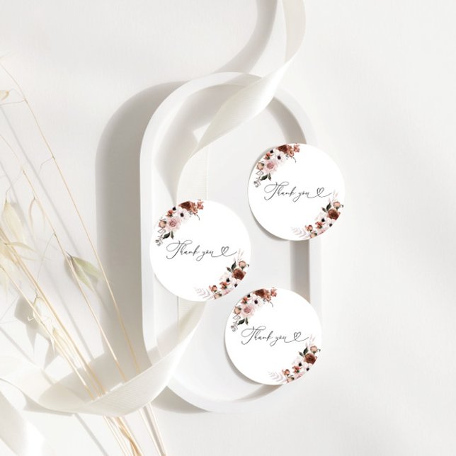 Autocollant Rond Classique de Fête de Mariage Flor (Créateur téléchargé)