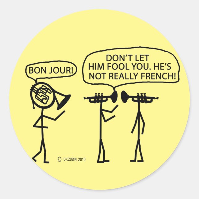 Autocollant rond classique de la Corne française (Devant)