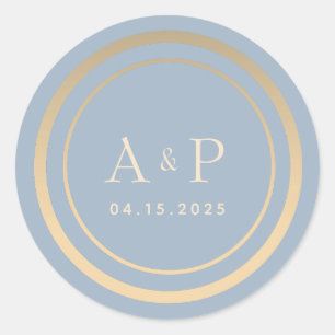 Autocollant Rond Classique de Mariage Monogramme B
