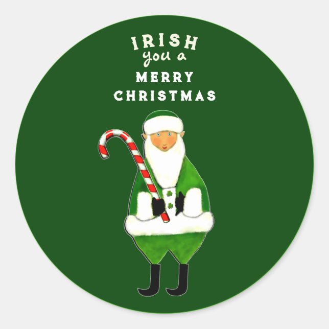 Autocollant rond classique de Noël irlandais (Devant)