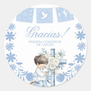 Autocollant rond classique de première communion à