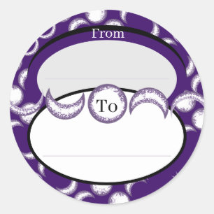 Autocollant rond classique de Purple Moon Child