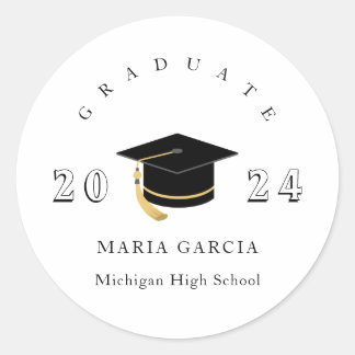 Autocollant rond classique de remise des diplômes 
