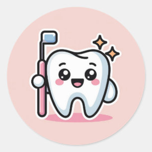 Autocollant Rond Classique Dentiste Hygiéniste Den