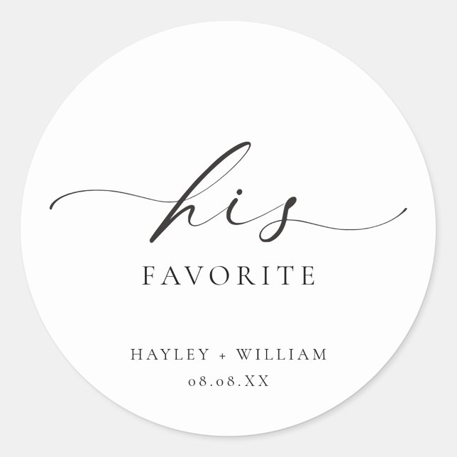 Autocollant rond classique Ellesmere Son favori (Ellesmere His Favorite Wedding Favors Sticker)