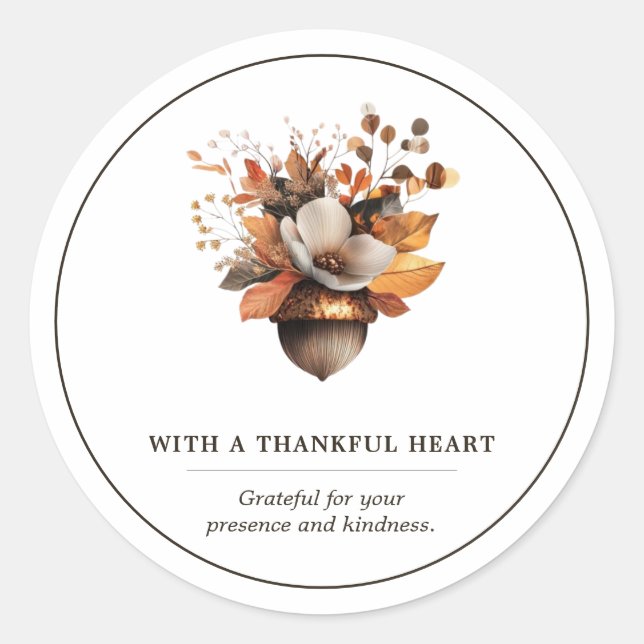 Autocollant Rond Classique Fleur Blanche Gland Rus (Devant)