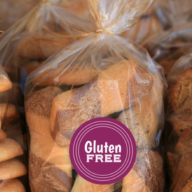 Autocollant rond classique gratuit au gluten rouge (Créateur téléchargé)