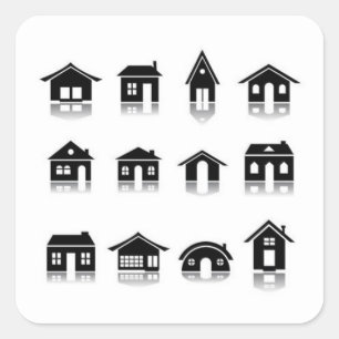 autocollant rond classique house-icon-set2