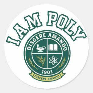 Autocollant rond classique I AM POLY
