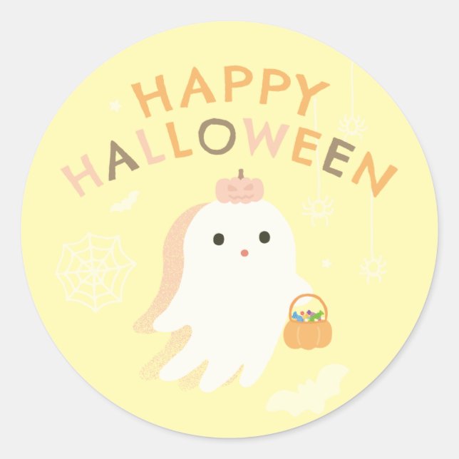 Autocollant rond classique Joyeux Halloween (Devant)