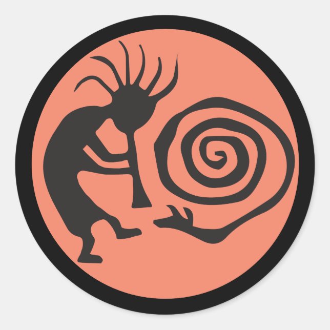 Autocollant rond classique Kokopelli (Devant)