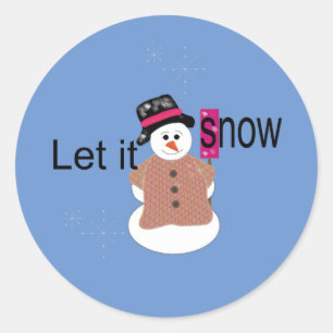 Autocollant rond classique Let it Snow Snowman