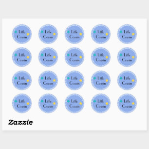 Autocollant rond classique Little Cousin avec étoi