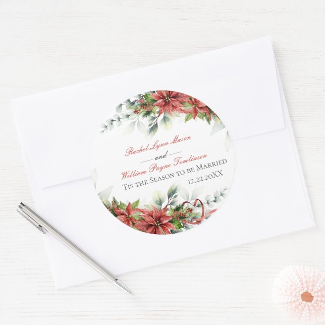 Autocollant rond classique Mariage de vacances Poi (Enveloppe)