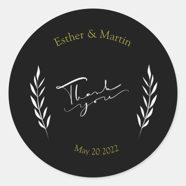 autocollant rond classique Merci (Devant)