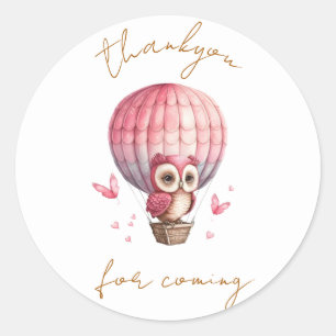 Autocollant rond classique Merci de hibou