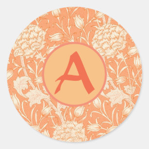 Autocollant Rond Classique Monogramme Personnalisé