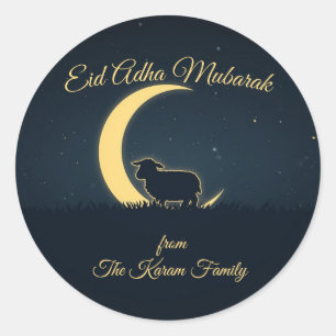 Autocollant rond classique musulman Eid Mubarak