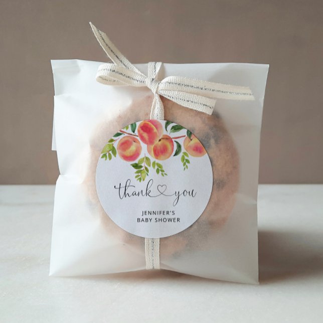 Autocollant rond classique Peach Thank You (Créateur téléchargé)