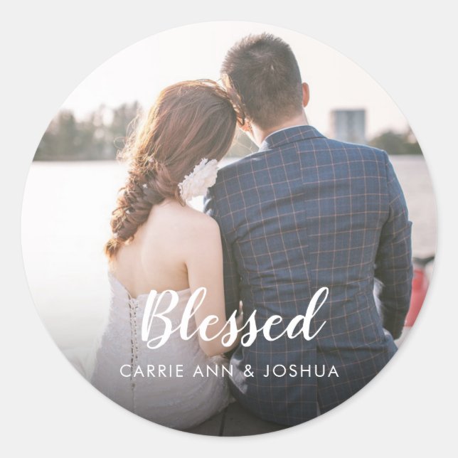 Autocollant rond classique photo personnalisée (Devant)