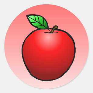 Autocollant rond classique Pomme Rouge