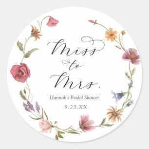 Autocollant rond classique pour douche de mariée à