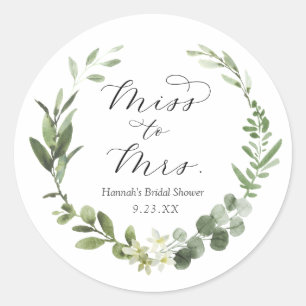 Autocollant rond classique pour douche de mariée E