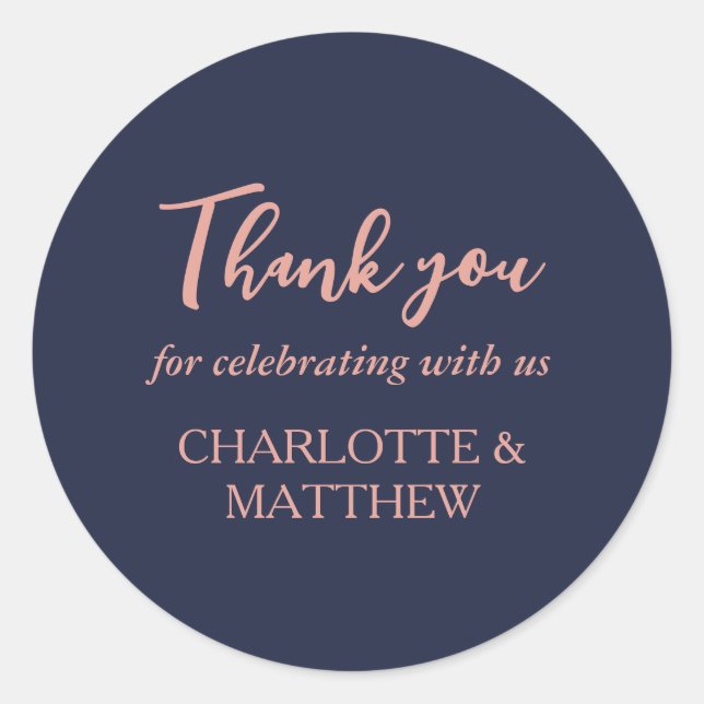 Autocollant rond classique Rose et Mariage or de m (Devant)