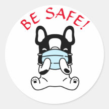 Autocollant rond classique STAY SAFE BULLDOG FRANÇ