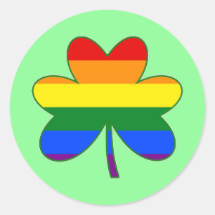 Autocollant rond classique trèfle couleur drapeau