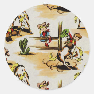 Autocollant rond Cowboy vintage
