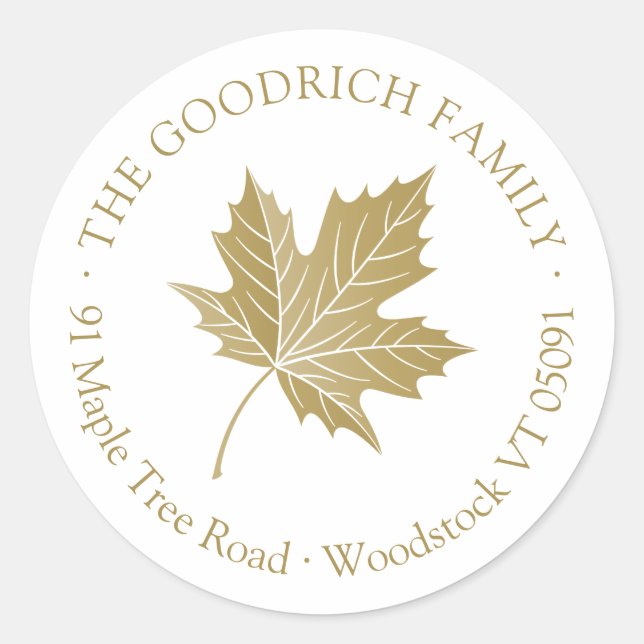 Autocollant rond de adresse en feuille d'érable co (Devant)