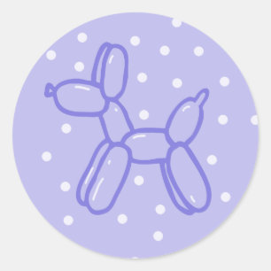 Autocollant rond de chien de ballons de lavande