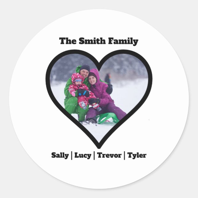 Autocollant rond de coeur familial personnalisé (Devant)