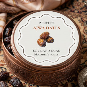 Autocollant rond de dattes Ajwa, cadeau islamique