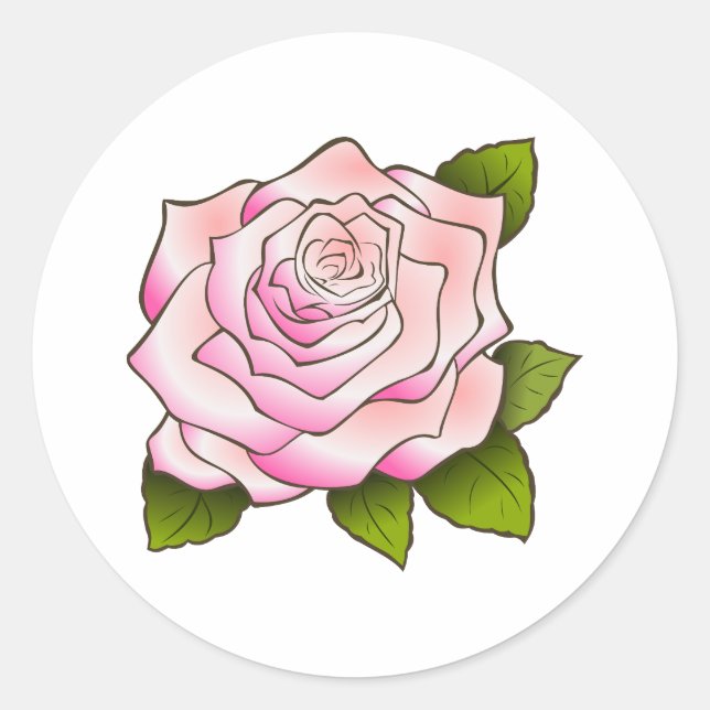 Autocollant rond de dessin rose vintage (Devant)