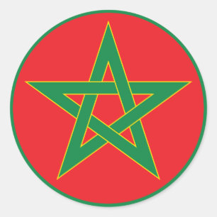 Autocollant rond de drapeau marocain