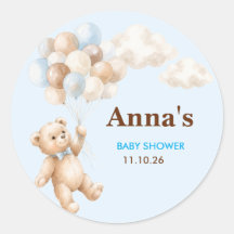 Autocollant rond de faveur de Baby Shower Ourson